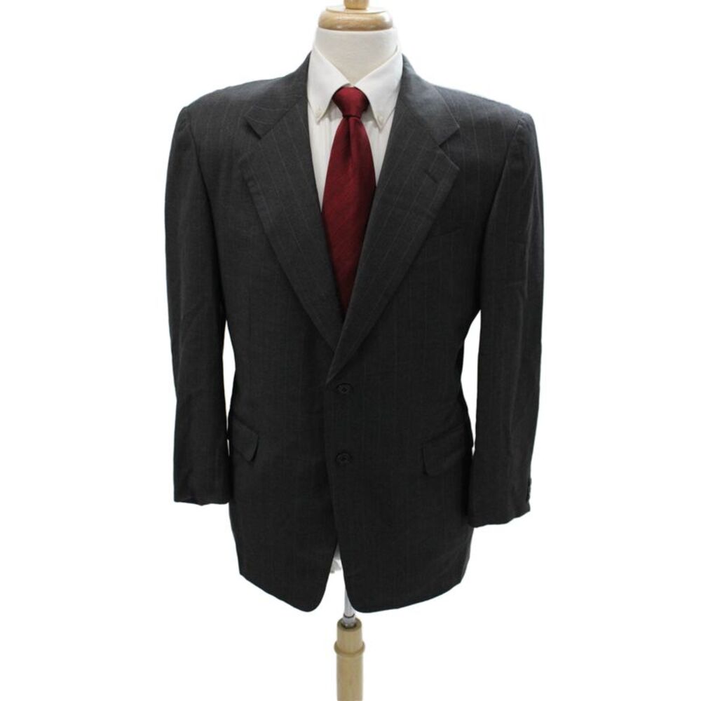 Pal Zileri Men's Striped Dark Gray Wool Suit Jacket Size 50